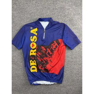 De Rosa Cycling Jersey Shirt Mens Blue Red Heart Graphic Short Sleeve Top